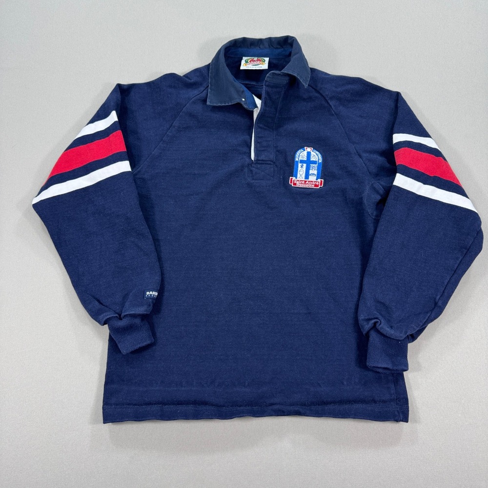 VTG Barbarian Rugby‎ Wear Saint Andre Polo Shirt Men's Small Blue Made In Canada